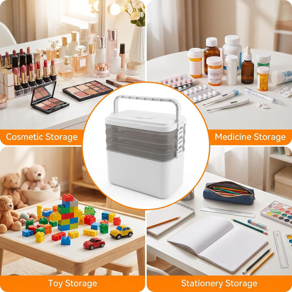 4-Tier Medicine Organizer - Portable Medicine Cabinet with Handle