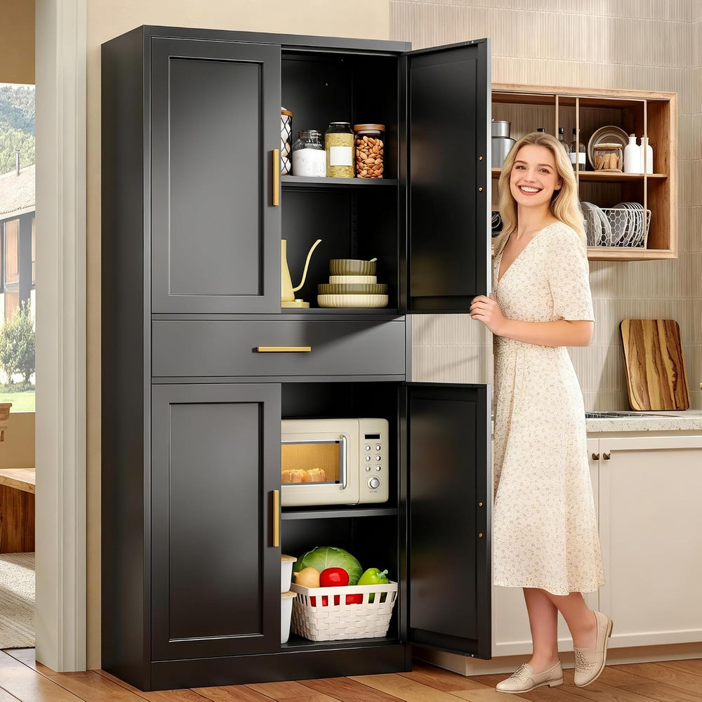 71" Metal Garage Storage Cabinet with 1 Drawer,2 Adjustable Shelves
