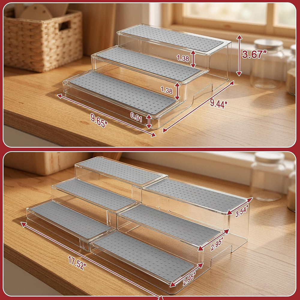 Expandable Can Rack Organizer 2 Pack, 3-Tier Adjustable Length