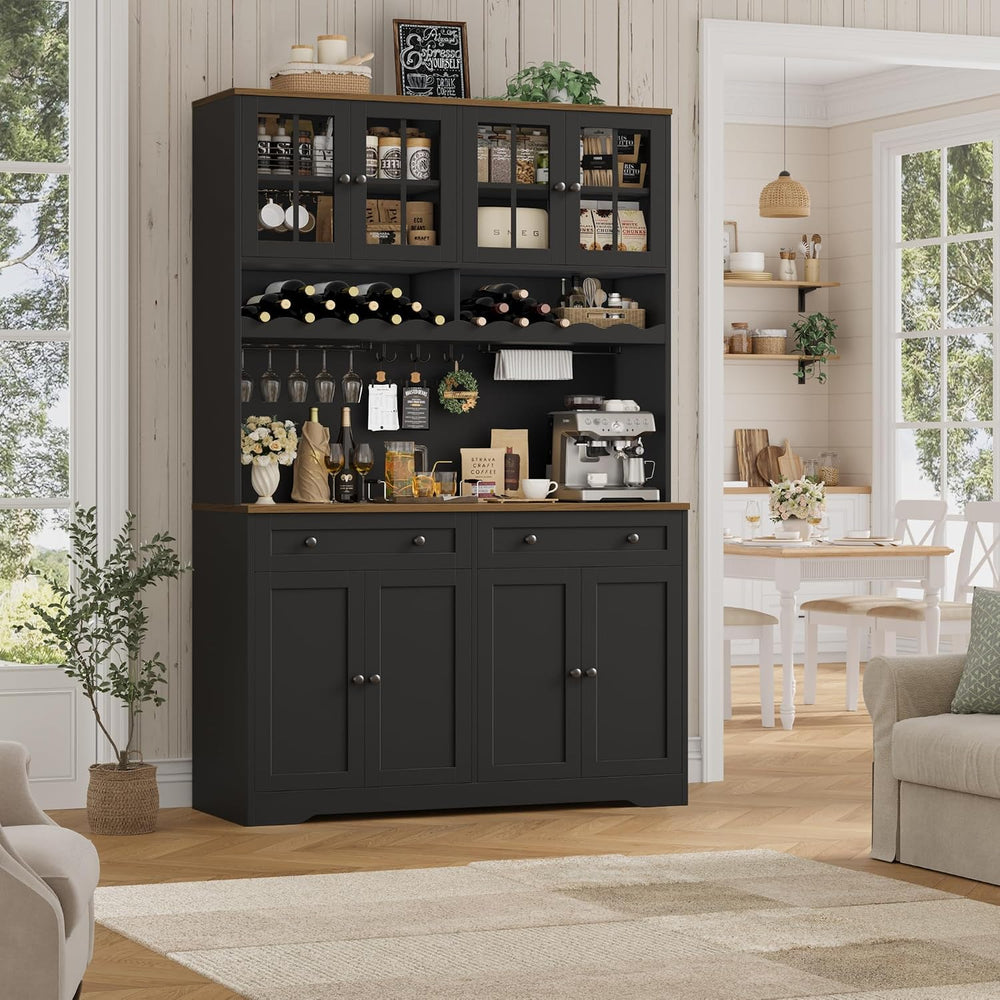 HOSTACK 75"H Kitchen Pantry Storage Cabinet, Kitchen Hutch Cabinet, Black