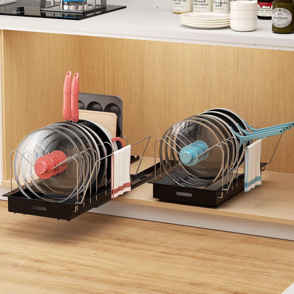 Golener Pots and Pans Organizer Under Cabinet, Pot Lid Holder, 2 Pack