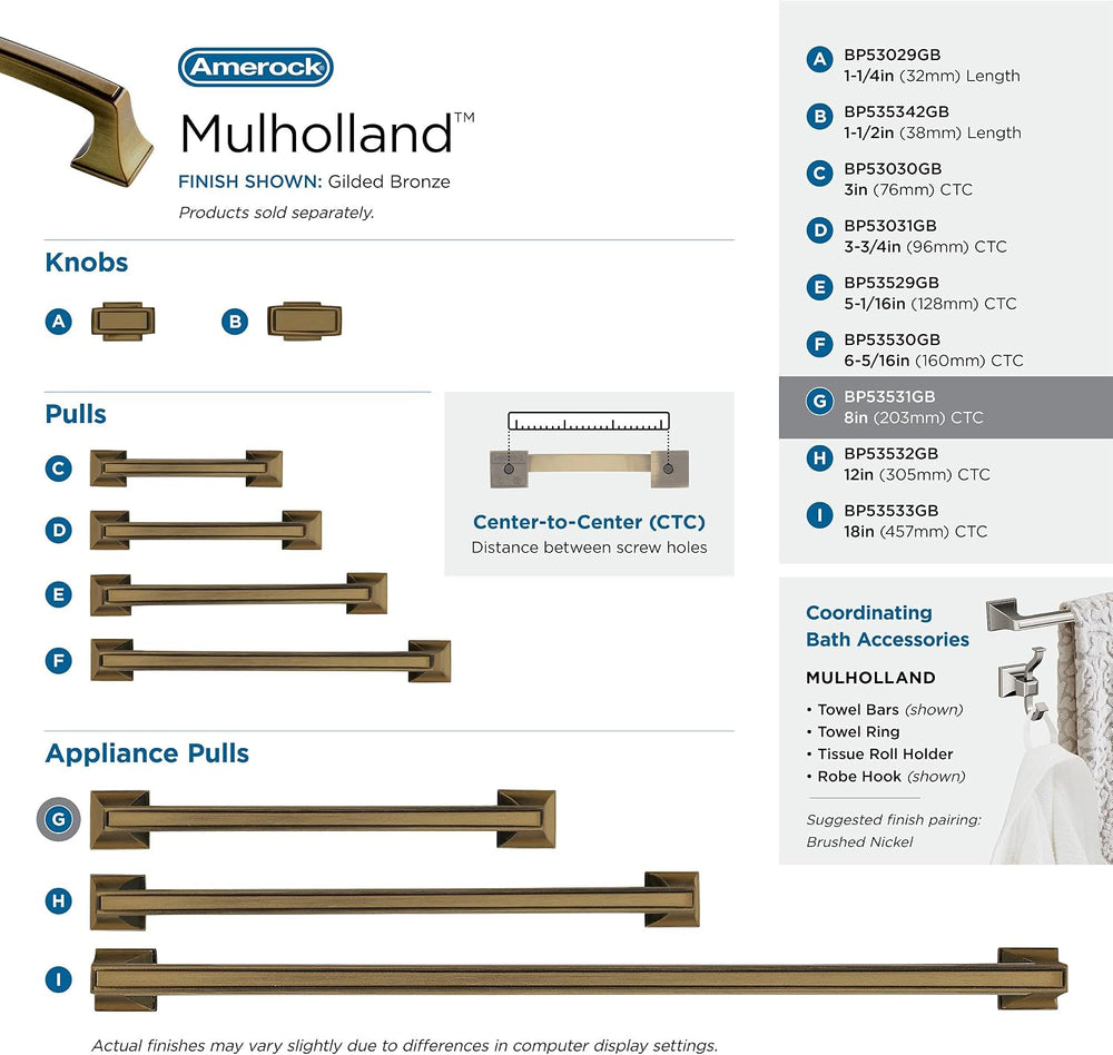 Amerock | Appliance Pull | Gilded Bronze | 8 inch (203 mm) Center to Center |...