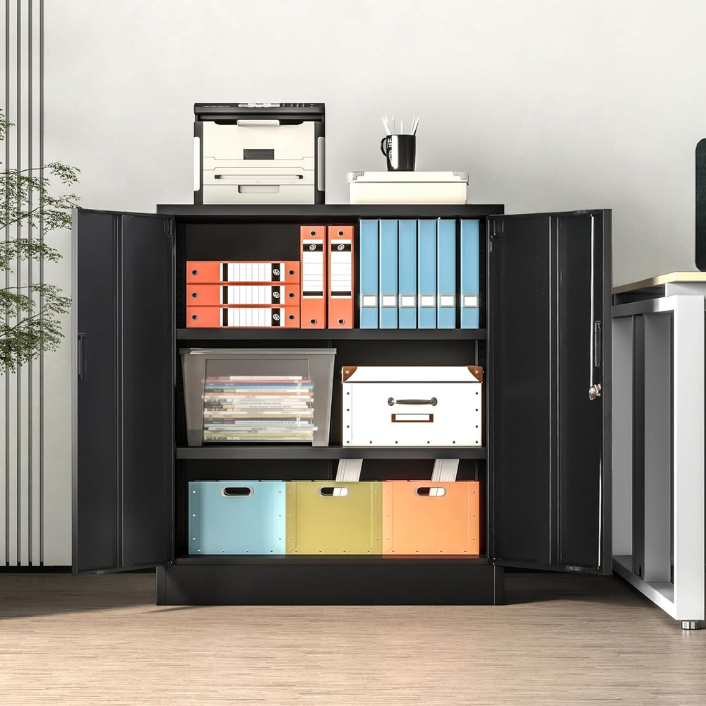 Metal Storage Cabinet, 36" H Locking Storage Cabinet with 2 Adjustable S...