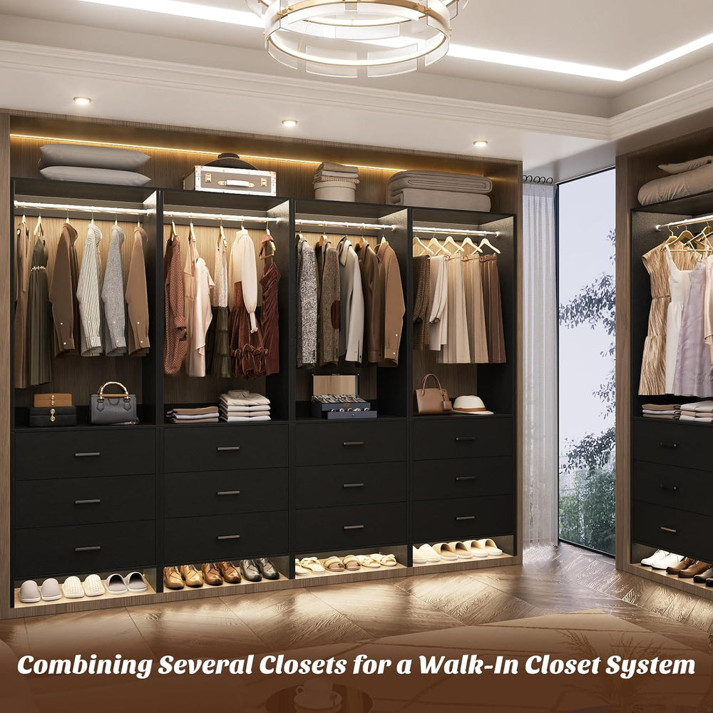 Aheaplus 1.8FT Closet System with 3 Drawers, 21.5’’ Closet Organizer, Black