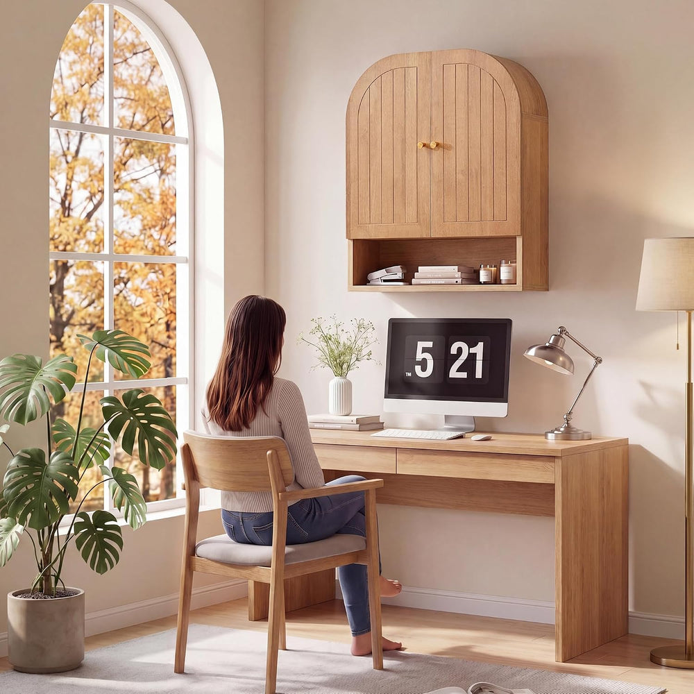 Arched Wall Mounted Medicine Cabinet, 23.5" Bathroom Cabinet with Double...