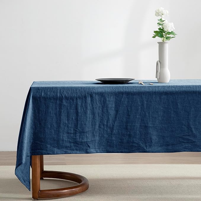 EVERLY 100% Pure Linen Rectangle Tablecloths 60x84Inches for Dining,Buffet Pa...