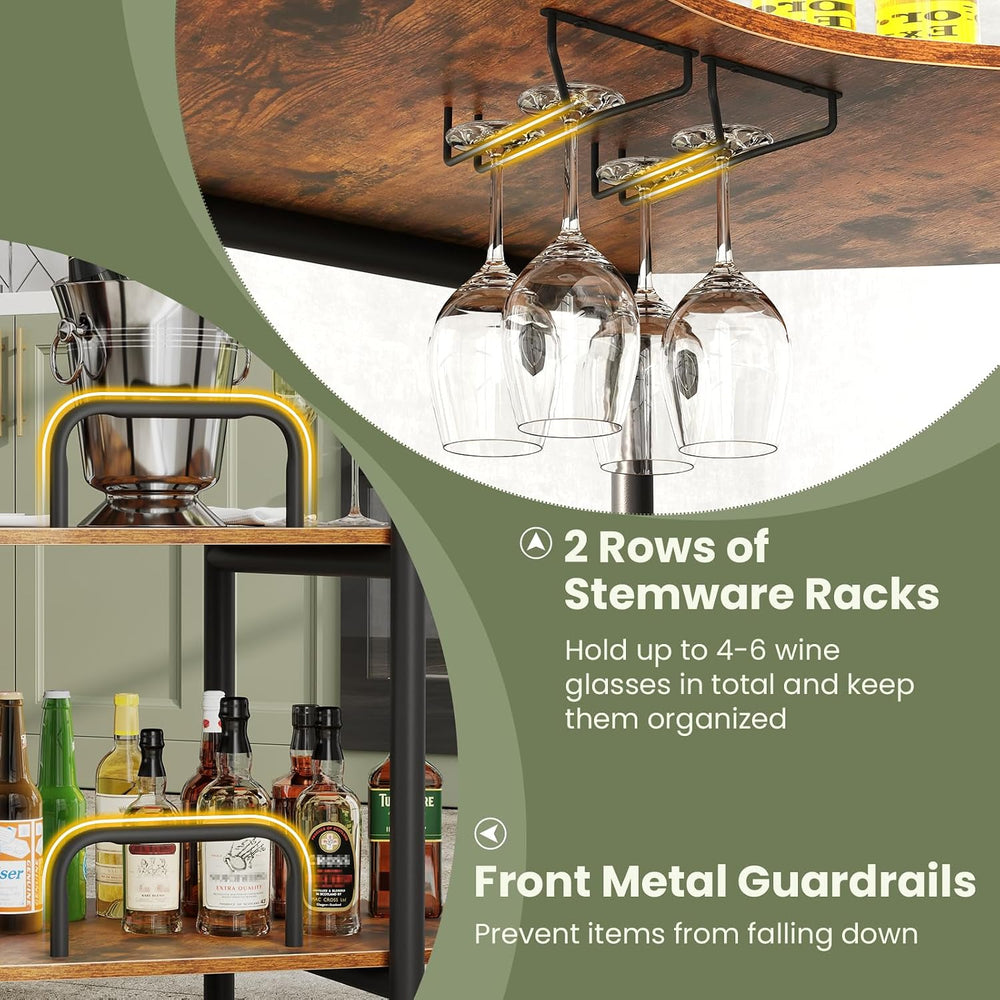 GIANTEX 3-Tier Bar Table, 48"x26"x40" Corner Cabinet, Liquor H...