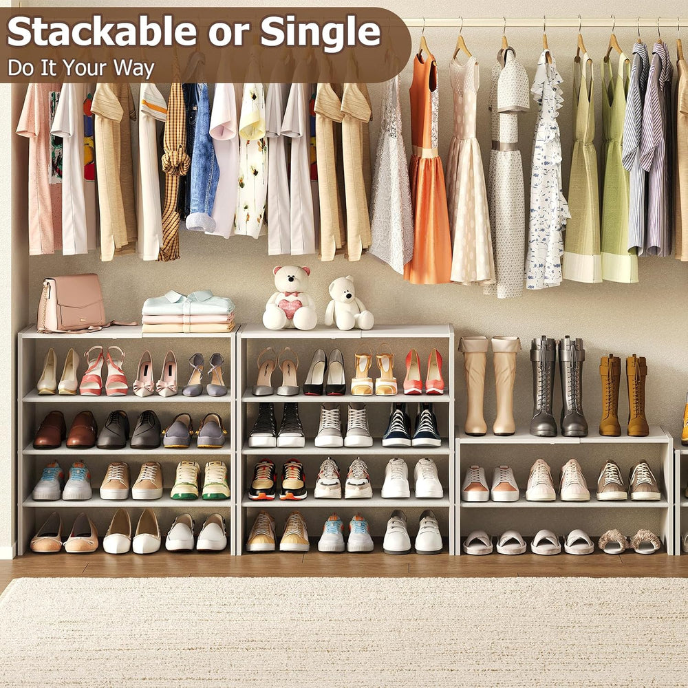 X-cosrack 5 Tier Shoe Rack, Stackable Shoe Organizer for Closet, Large Vertic...