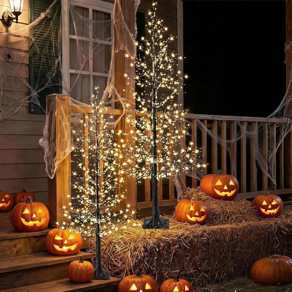 7FT Lighted Halloween Tree,1500 Warm Lights. Indoor Outdoor Halloween Decor