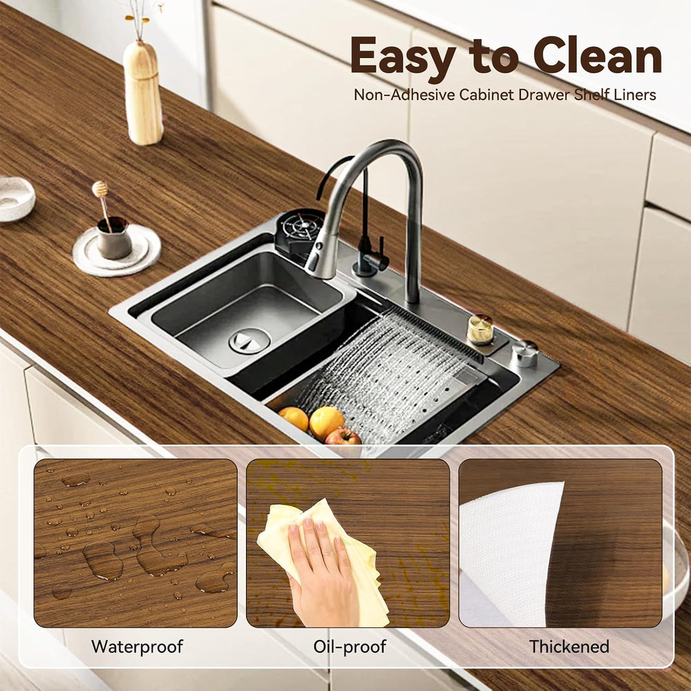 Drawer Shelf Liner for Kitchen Cabinets, Non Adhesive Slip Resistant Shelf Pa...