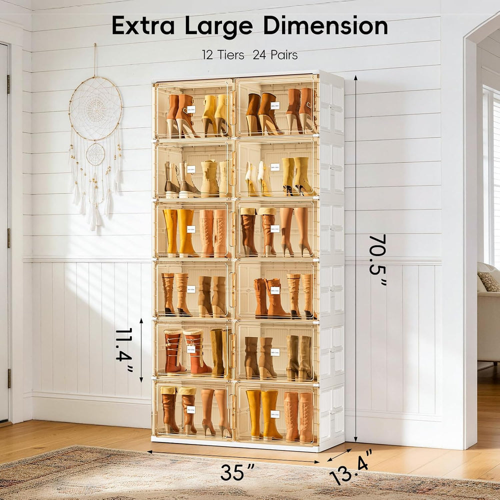 JEKO&JEKO Foldable Boot Storage Cabinet with Magnetic Doors,6-Tier Double...