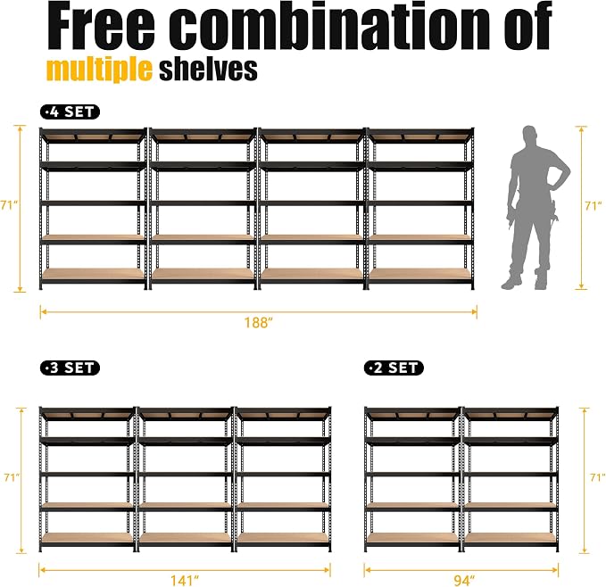 PrimeZone 5 Pack Heavy Duty Storage Shelves