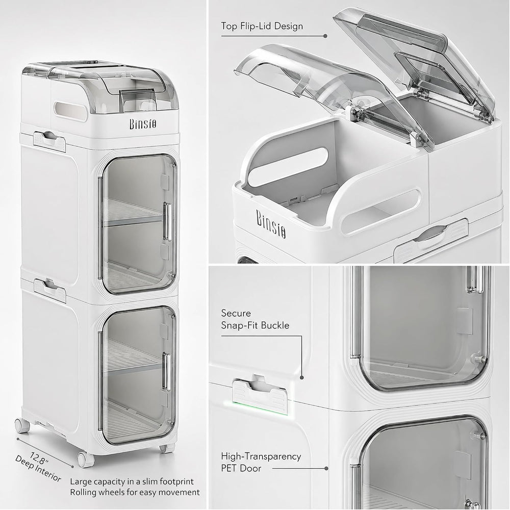 BINSIO 3-Tier Slim Bathroom Storage Cabinet, Rolling Toilet Paper Storage Cab...