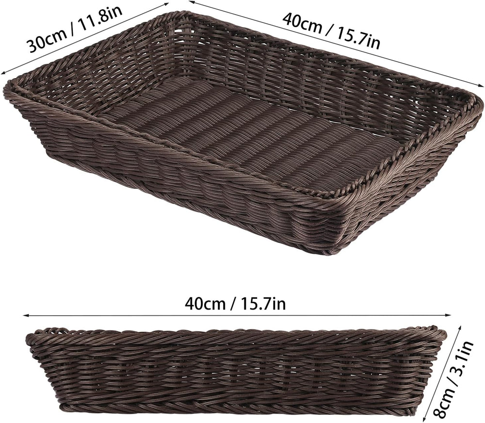 GNIEMCKIN 3 PCS 16 Inch Wicker Bread Basket, Woven Serving Basket, Rectangula...
