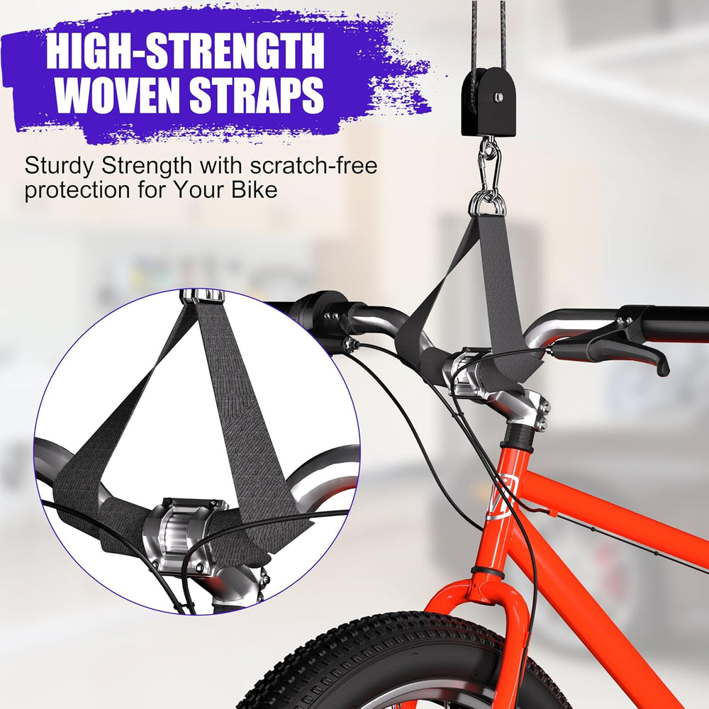 TRUSOON Bike Hoist, Heavy Duty Ebike Pulley System for Garage Ceiling, 85lb