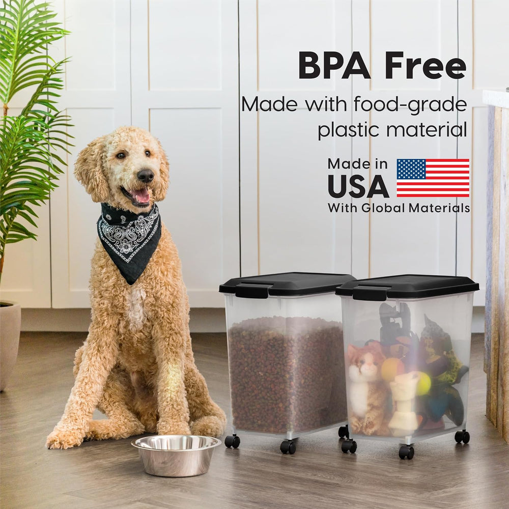 IRIS USA Dog Food Storage Container, 2-Pack, Up to 30 lbs, Black