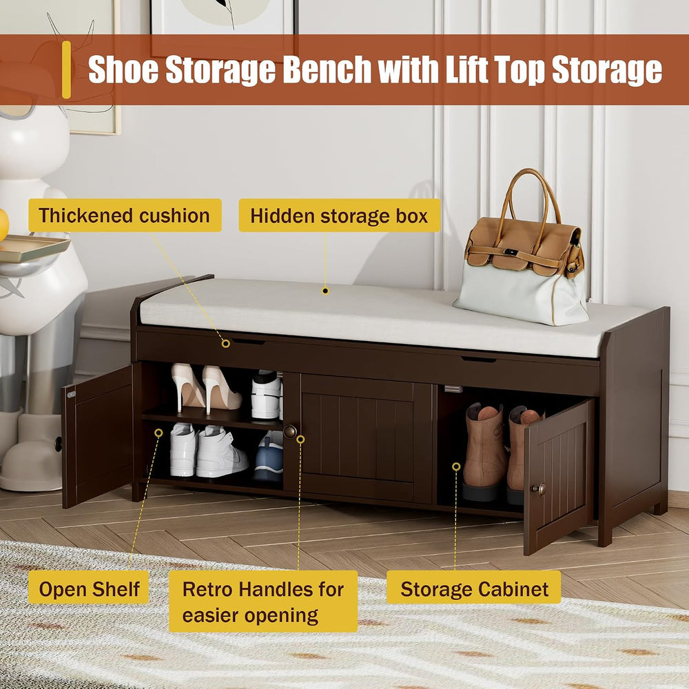 HOMEFORT 41.3" Shoe Bench with Lift Top Storage, Entryway Bench with Cus...