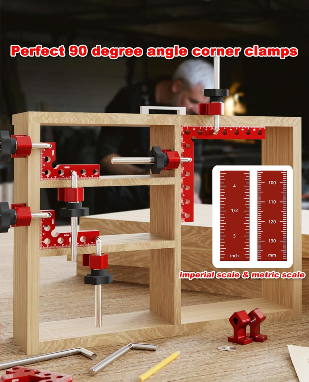 8Pcs Corner Clamps for Woodworking (4x5.5"& 4x3.14") With Box.