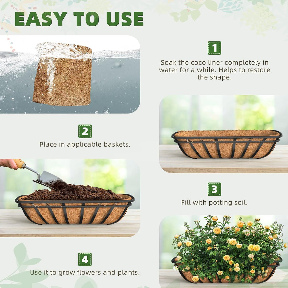 36'' Trough Coco Liners 3 Pack, Natural Coconut Coir Fiber for Wall B...