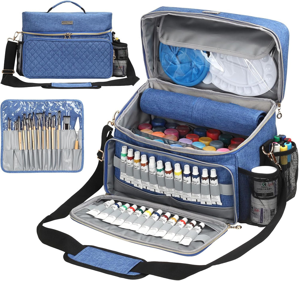 Art Supplies Organizer Storage Bag with Detachable Paint Brush Holder & P...