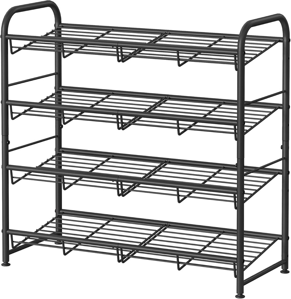 SONGMICS HOME 4-Tier Stackable Shoe Rack, Metal Shoe Storage Organizer, Holds...
