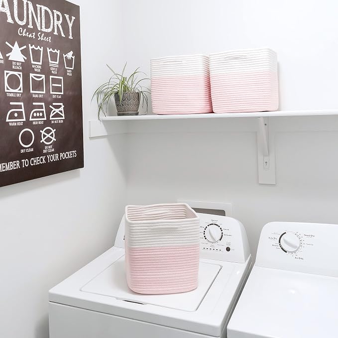 NaturalCozy Storage Cubes 11 Inch Cotton Rope Woven Baskets (3-Pack)