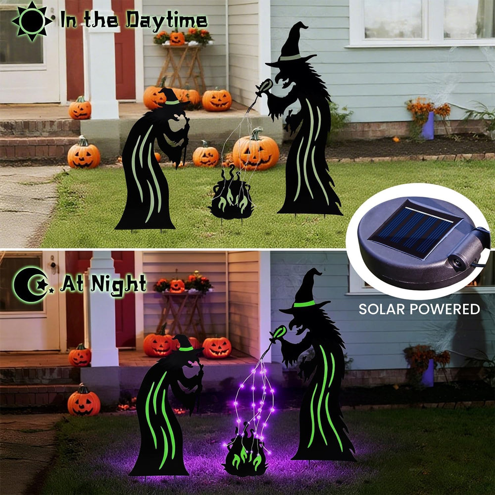 Juegoal Halloween Decorations Outdoor, 3 Pack Metal Witch Yard Stakes