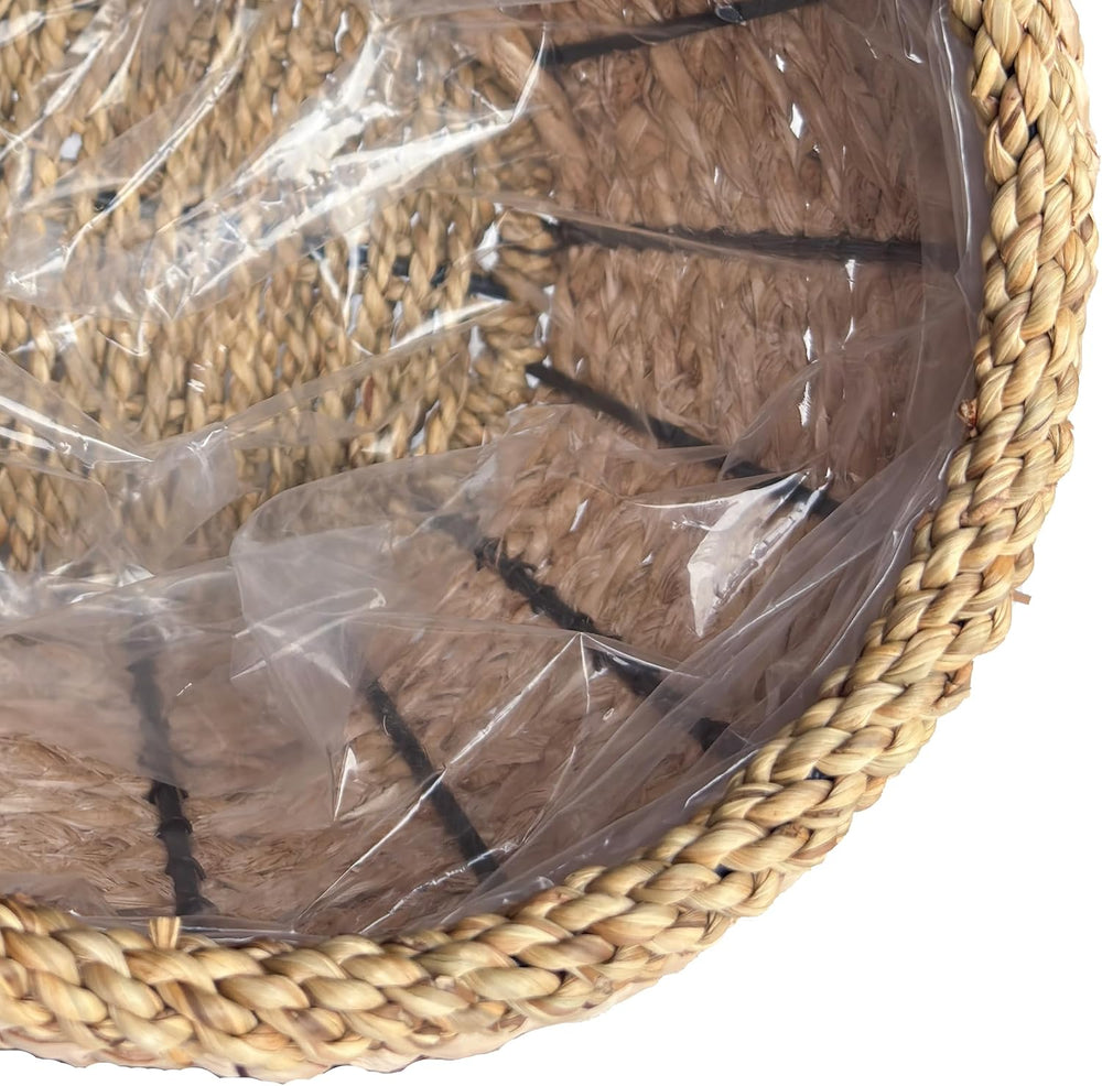 6 Inch Seagrass Planter Basket, Handwoven with Metal Frame & Liner