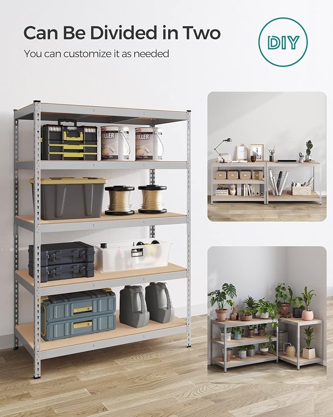 SONGMICS 5-Tier Storage Shelves, Load 2310 lb, Boltless Assembly, Adjustable ...