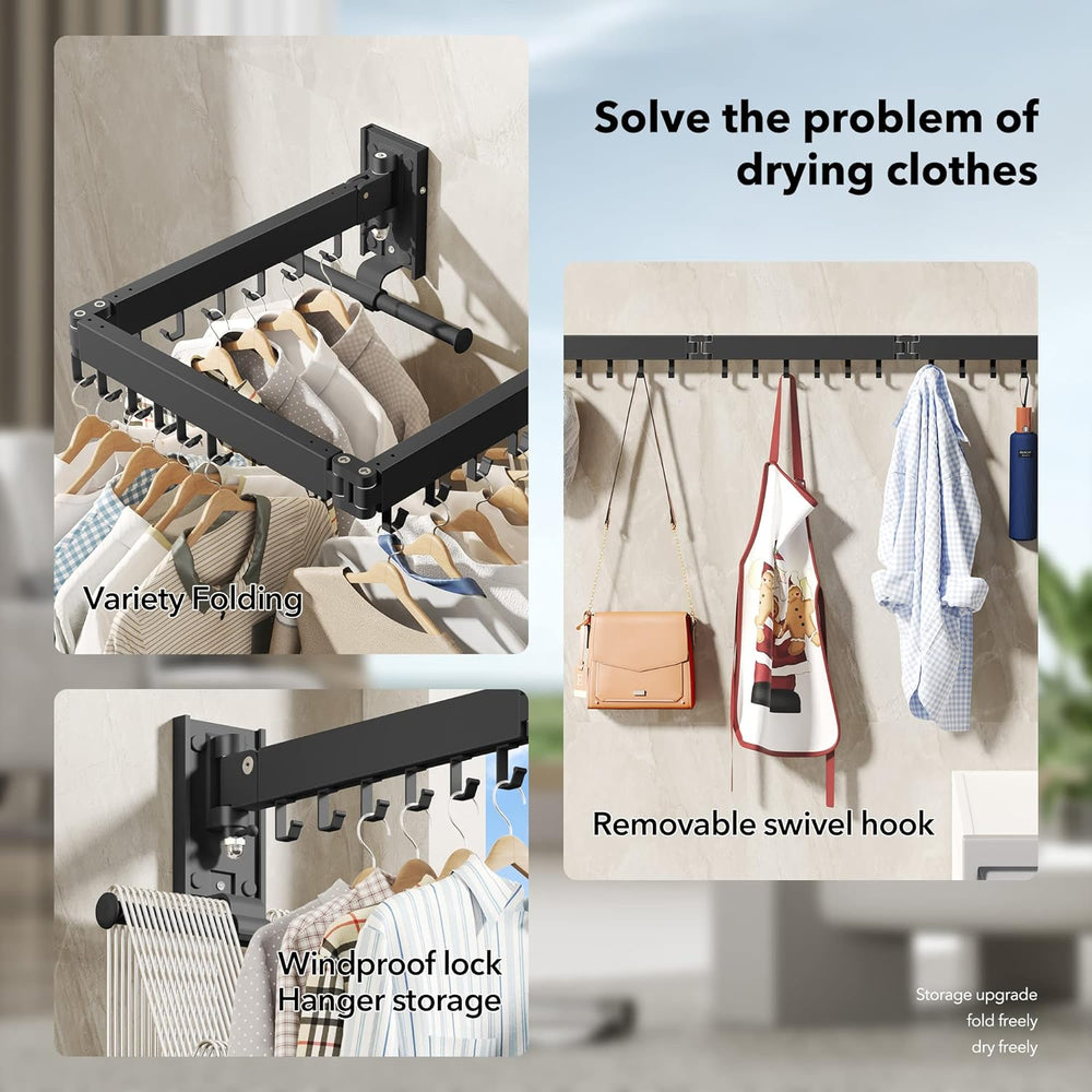 BOQORAD Drying Rack Clothing, Retractable Clothes Drying Rack,Wall Mounted La...