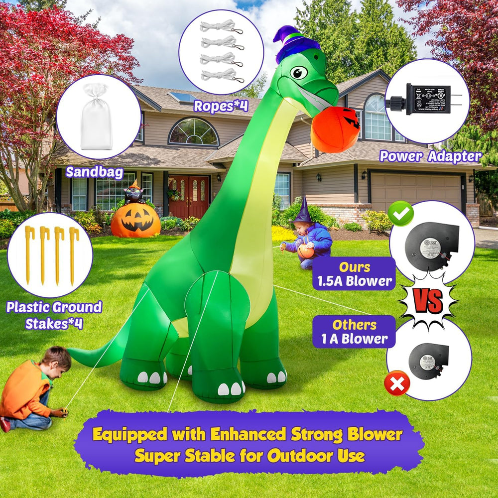 zukakii 13Ft Giant Halloween Dinosaur Inflatable Decorations, Bite Large Pump...