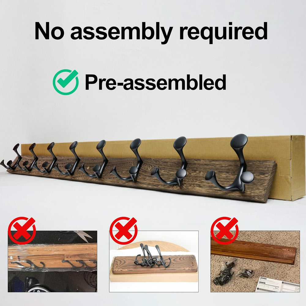 WEBI Coat Rack Wall Mount,30" Solid Wood Coat Hooks Wall Mounted Coat Ha...