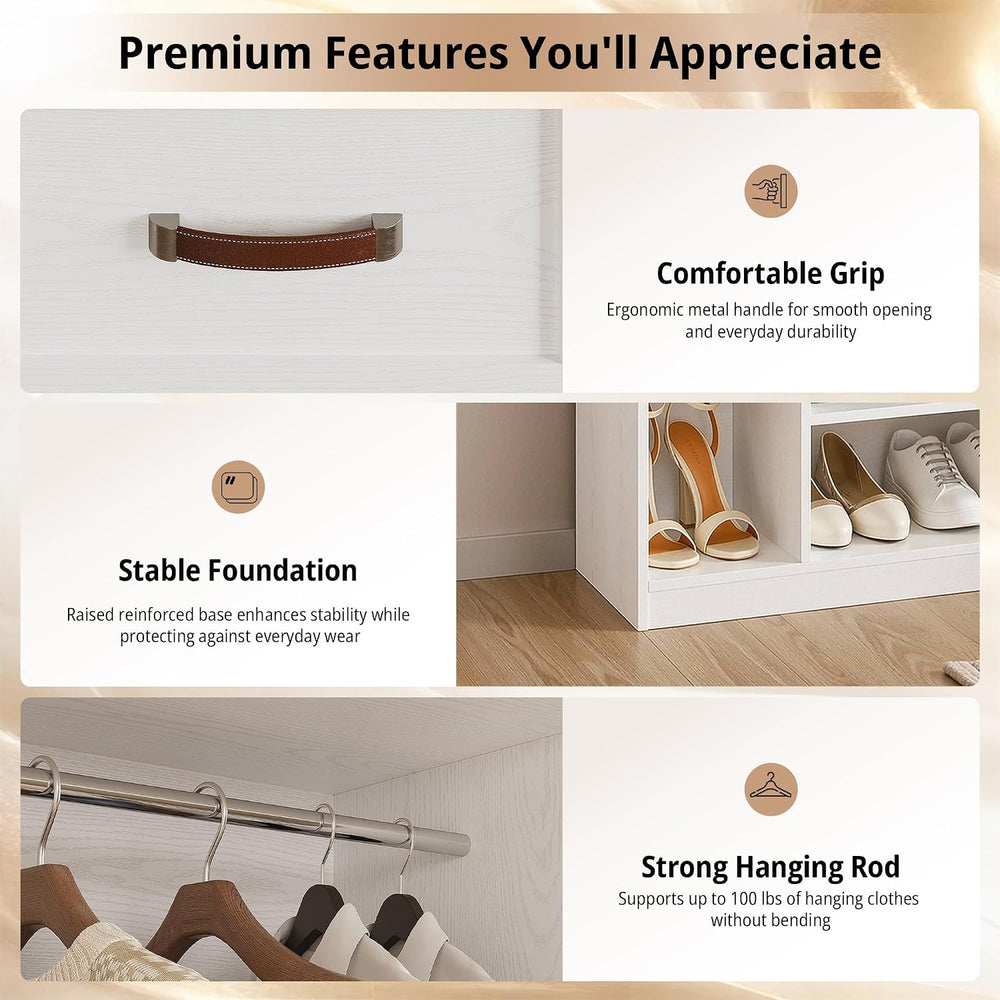 IRONCK 31.5" Closet Organizer System with 2 Adjustable Shelves, White