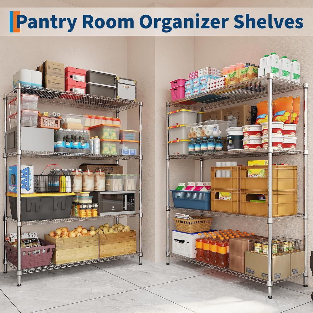 4-Tier Wire Shelving with Wheels, 47''W×18''D×71''H, ...