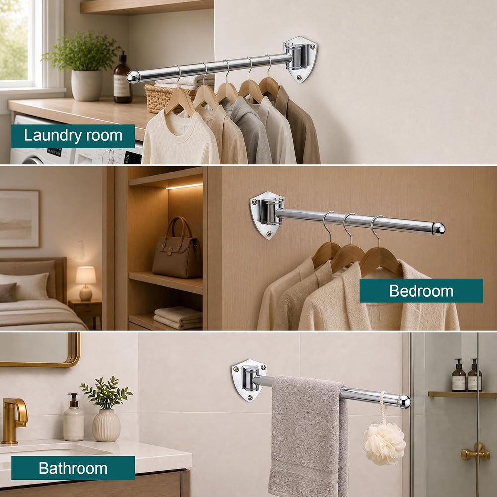 Wall Mounted Drying Rack, Foldable & Pull-Out Clothes Hanger (Chrome, 14 ...