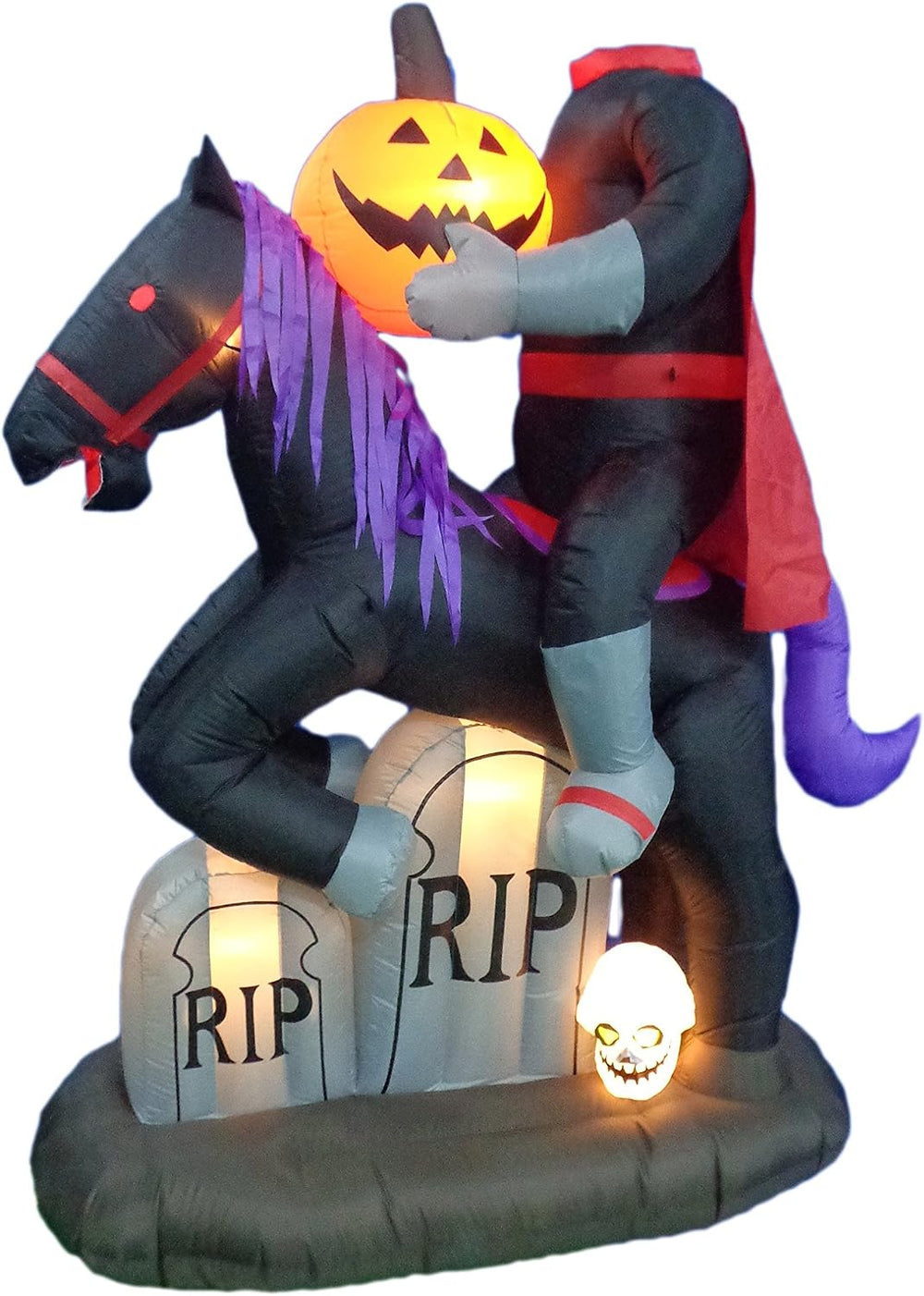 6.5 FT Tall Lighted Halloween Inflatable Headless Horseman with Horse