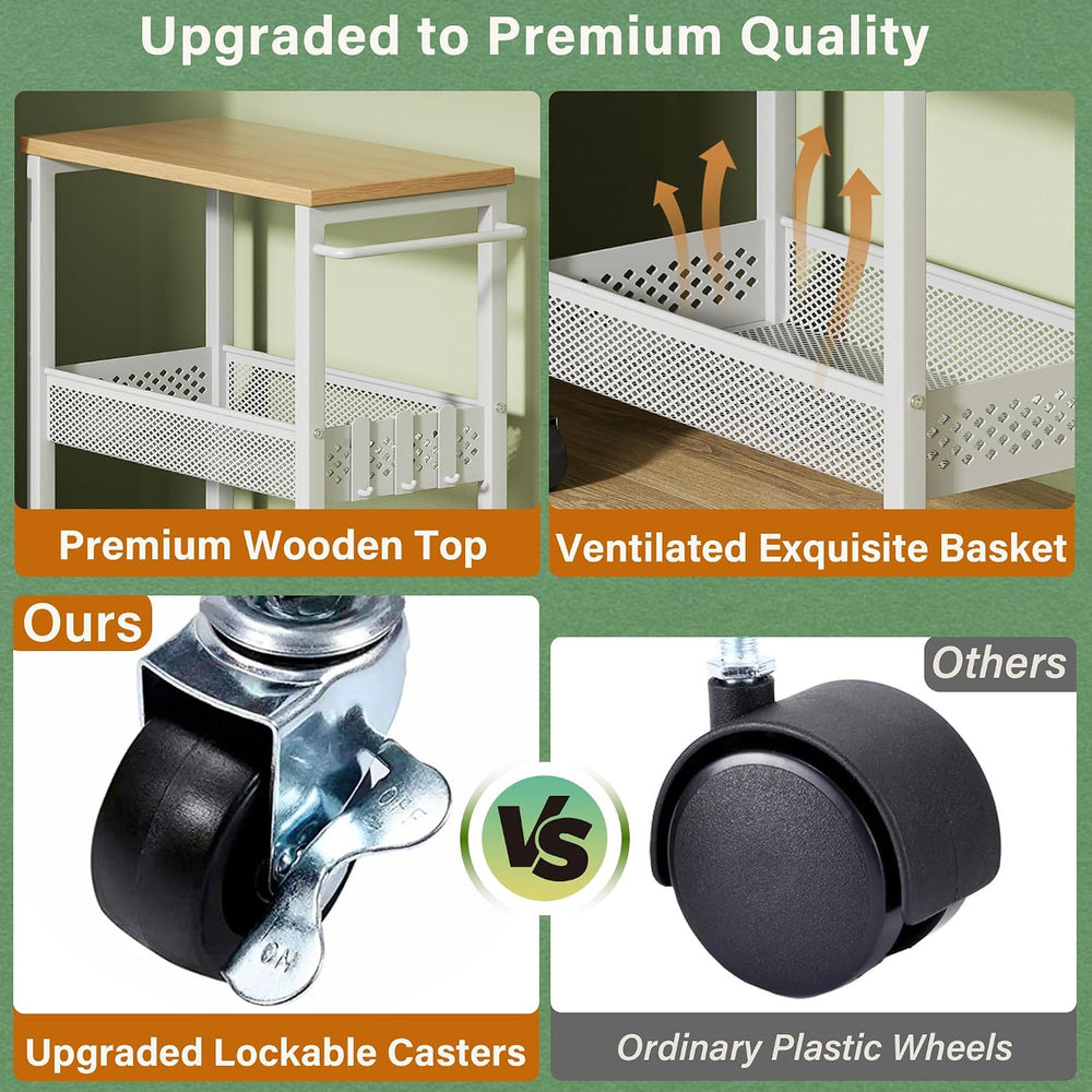 OKZEST 4-Tier Slim Rolling Storage Cart for Laundry Room, Bathroom, Kitchen