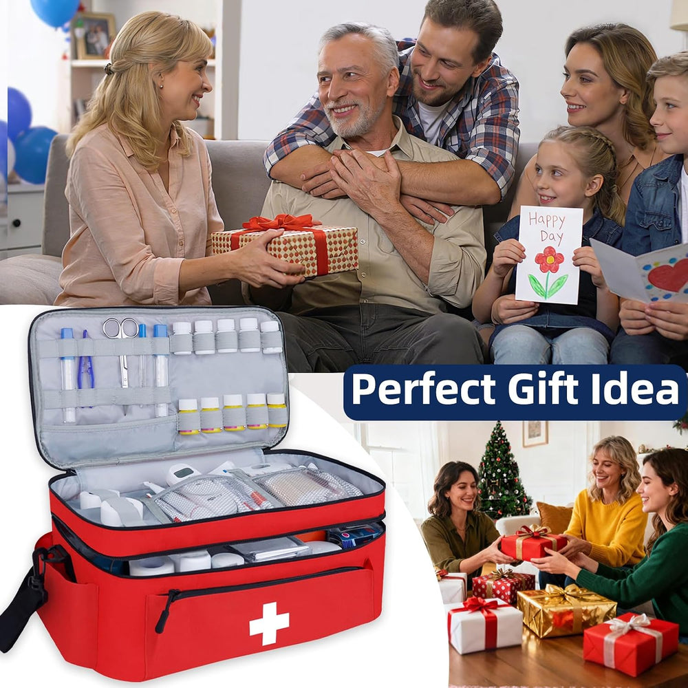 ALSLEA First Aid Bag Empty Large Medical Bag with Shoulder Strap Medicine Org...