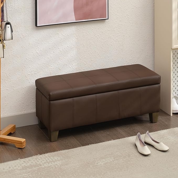 Brown Faux Leather Ottoman