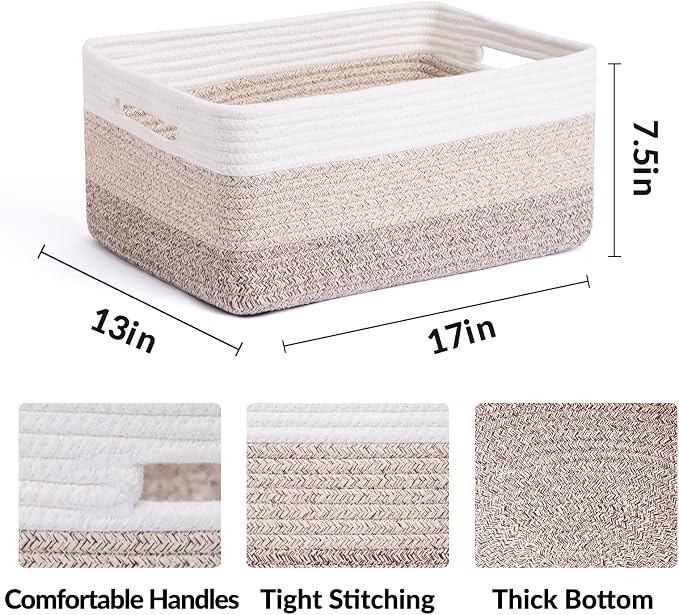 Large Storage Baskets for Organizing, Closet Shelf Baskets for Clothes Blanke...