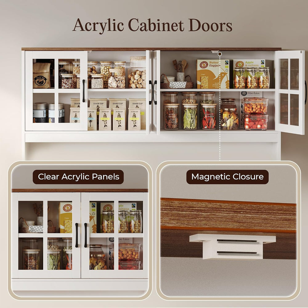 71''H x 55.1''W Pantry Cabinet with Charging Station, 4 Wide ...