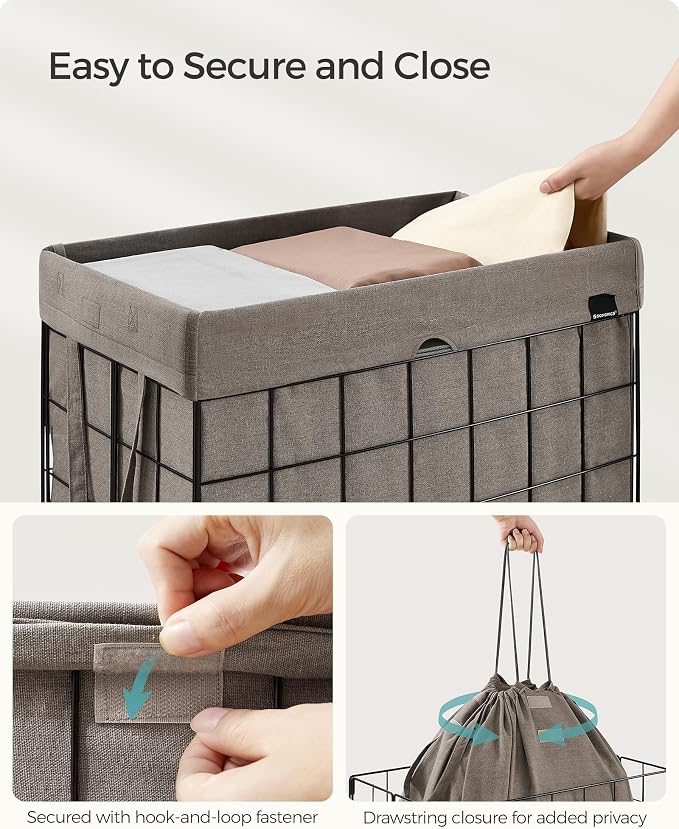 SONGMICS Laundry Hamper, 29 Gal. Laundry Basket, Collapsible Clothes Hamper
