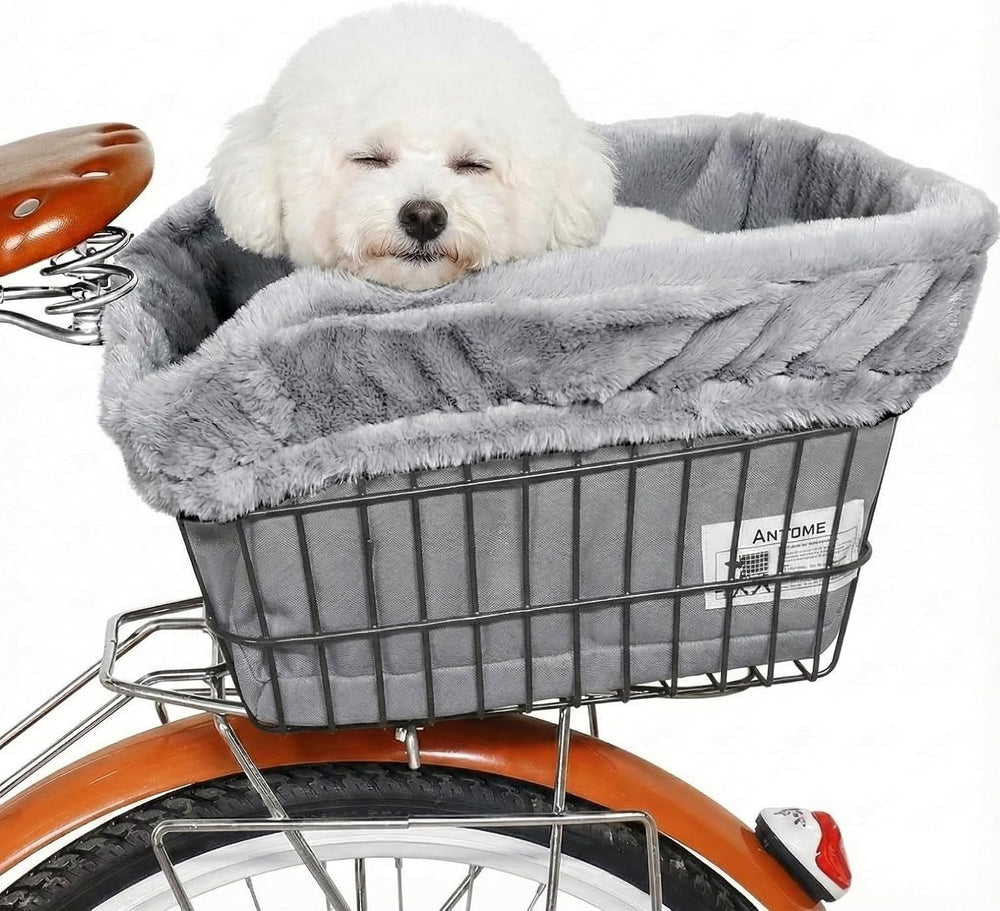 ANZOME Dog Bike Basket Liner, Soft Sherpa Padded Cover, Grey