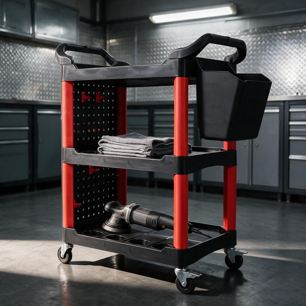 NicBex 3-Tier Rolling Tool Cart, Utility Cart with Bucket, Pegboard & Hoo...