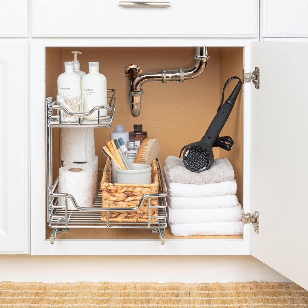 Household Essentials Glidez 2‑Tier Multipurpose Chrome‑Plated Steel Pull‑Out/...