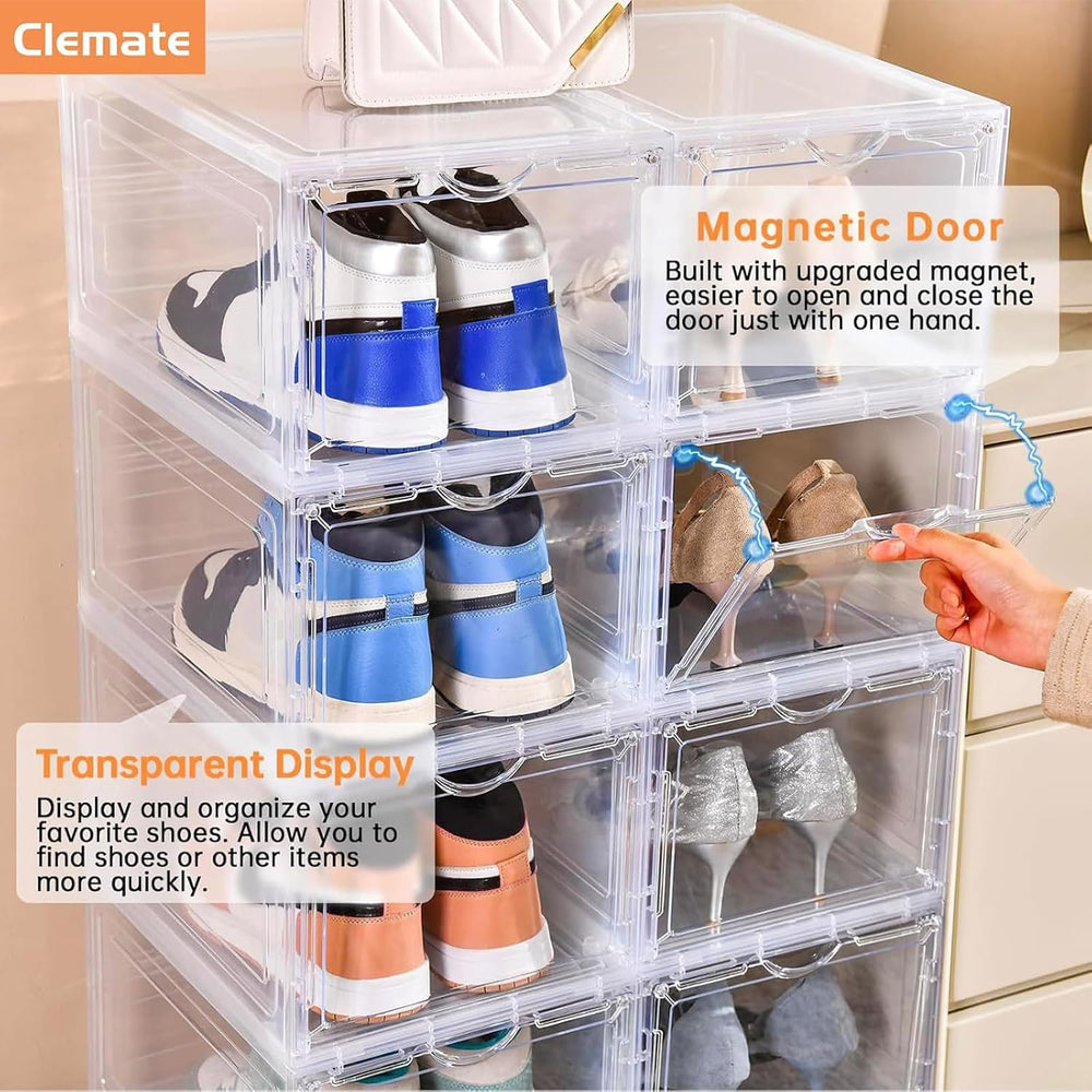 Clemate Upgraded X-Large Shoe Organizer,Shoe Storage Organizer,12 Pack,Shoe B...