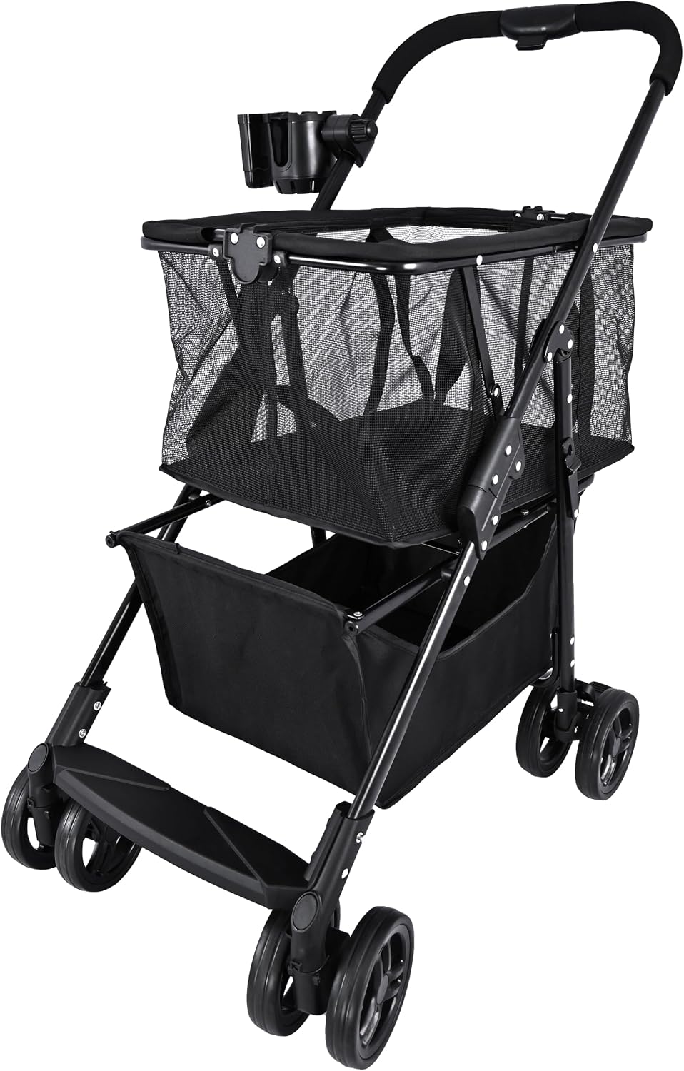 Upgraded Foldable Shopping Cart with Wheels - Heavy Duty Grocery Cart, 80lbs ...