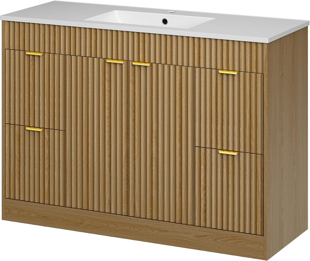 CARPETNAL 48 Inch Bathroom Vanity with Sink, Oak