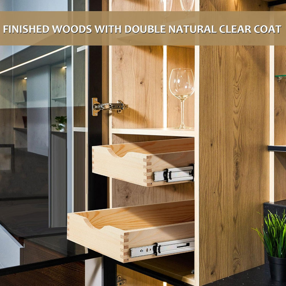 2 Set Wood Pull out Cabinet Organizer, Wood Color, 15'' X 21''...