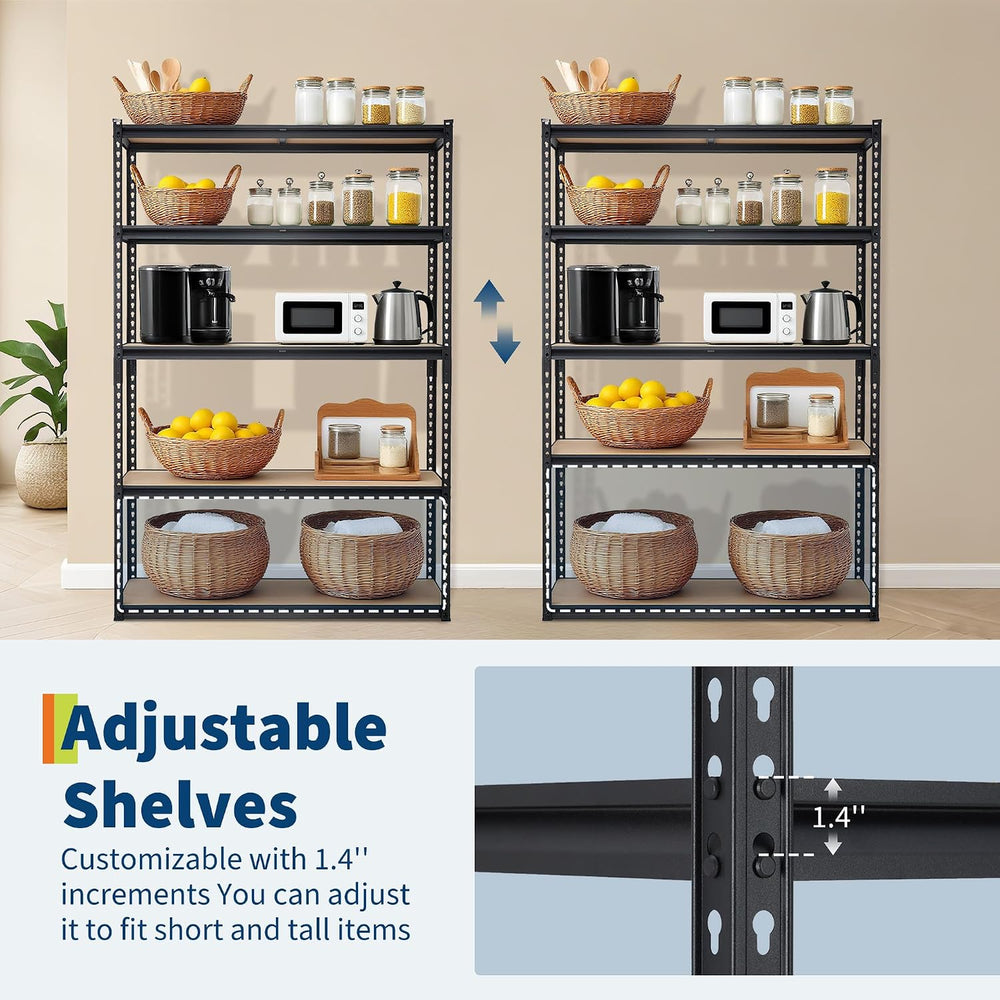 Garage Storage Shelves 5 Tiers, Heavy Duty Storage Shelving Racks with 2000 L...